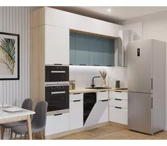 Кухонный гарнитур арт. 6 Тальк РоялВуд Голубой 2450х1200 мм